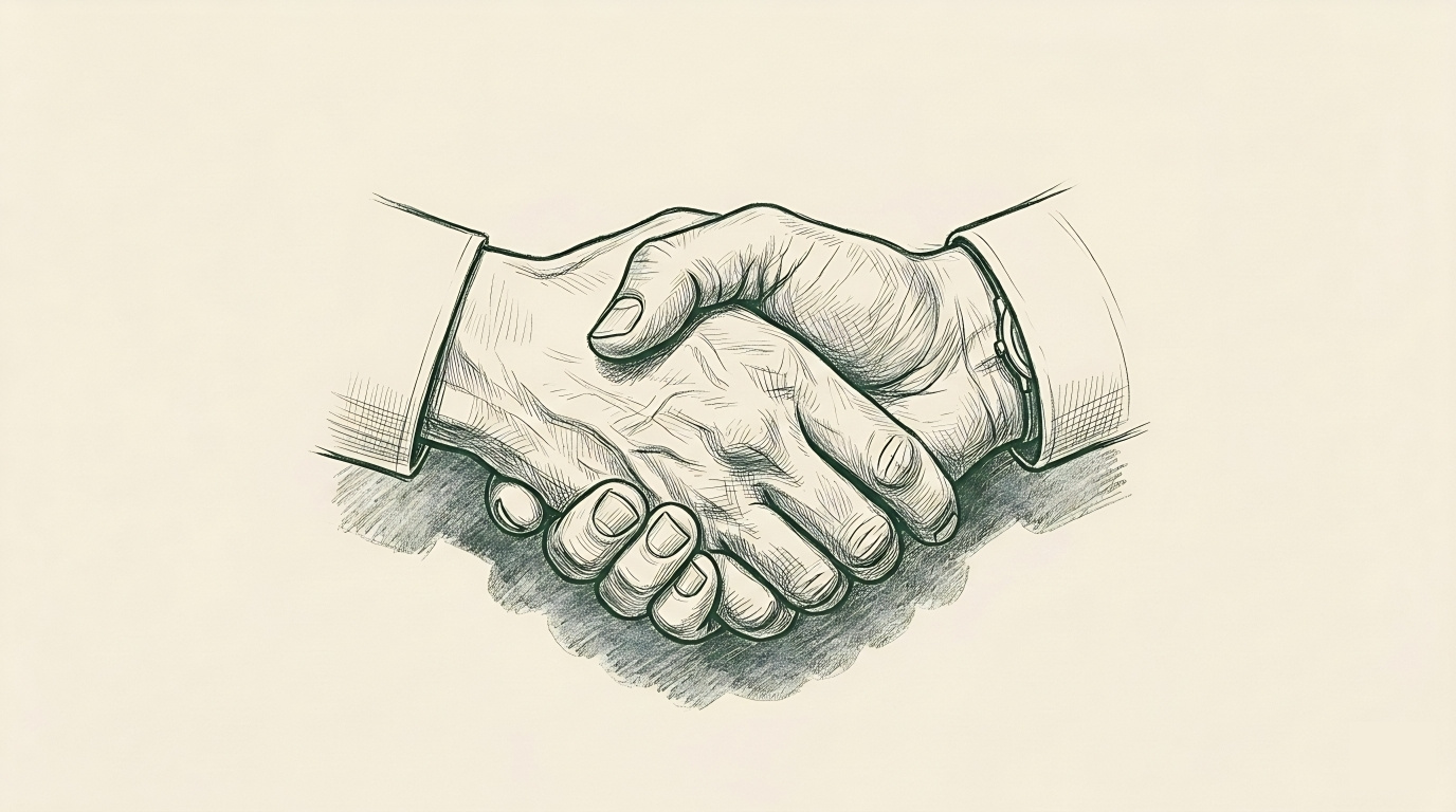 Illustration of two business people shaking hands
